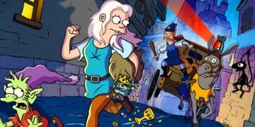 Bean da série desencanto correndo dos policiais em uma carruagem